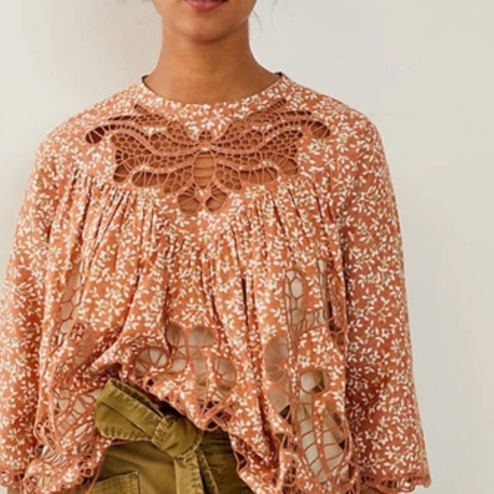 Anthropologie Blue Tassel Marcie Lace Blouse szXS - Picture 3 of 9